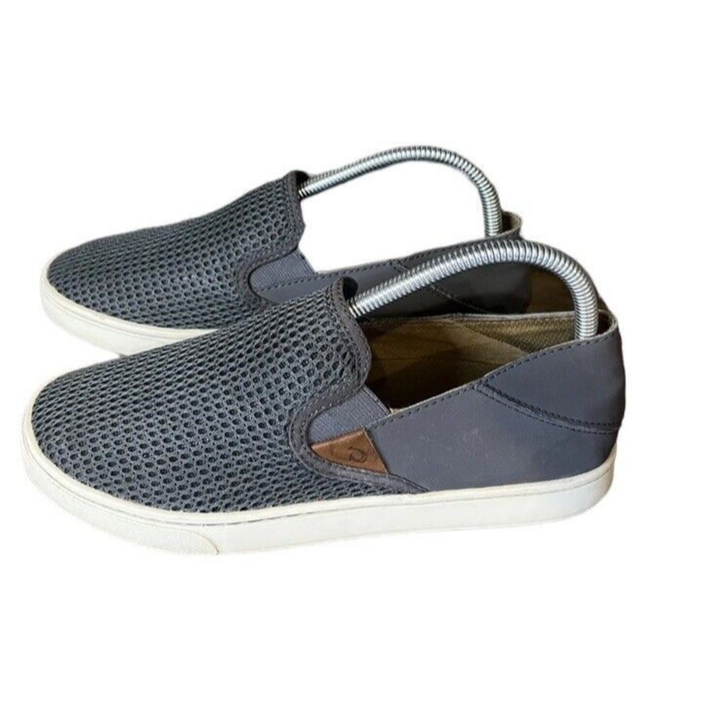 Olu’kai Pehuea Size 8.5 Women’s Grey & White Mesh Slip‎ On Loafers Shoes #S60-6